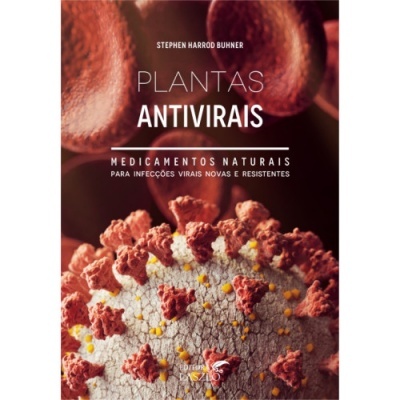 Capa de livro Plantas Antivirais com imagem de vírus