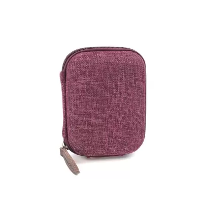 Bolsa pequena vinho em tecido com fecho de correr