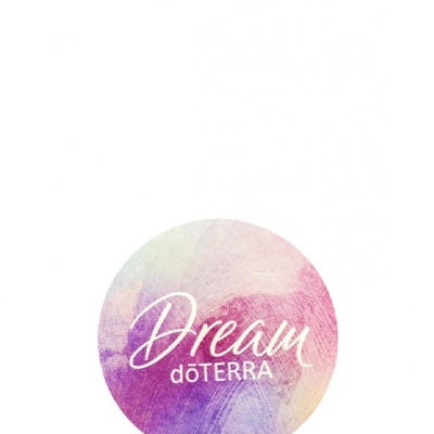 Círculo colorido pastel com texto Dream dōTERRA