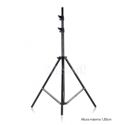 Tripé preto de metal para suporte com pernas ajustáveis