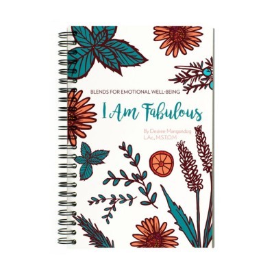 Caderno com capa decorada com flores e texto 'I Am Fabulous'