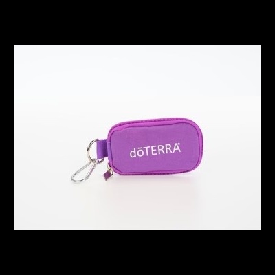 Mini bolsa roxa dōTERRA com fecho e argola metálica