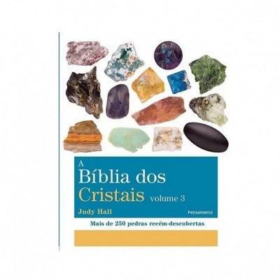 Capa do livro 'A Bíblia dos Cristais volume 3' com imagens de cristais coloridos.
