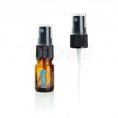 Frasco pequeno âmbar com spray preto e borrifador spray com tampa