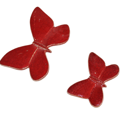 Ornamentos de borboleta vermelha em cerâmica
