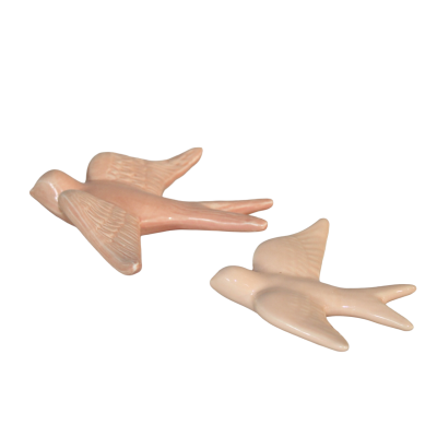 Passarinhos decorativos cor de rosa em cerâmica