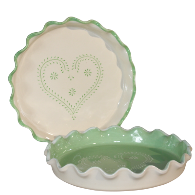 Caixa de porcelana redonda com tampa e padrão de coração