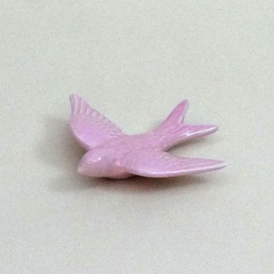 Pássaro decorativo em cerâmica cor-de-rosa