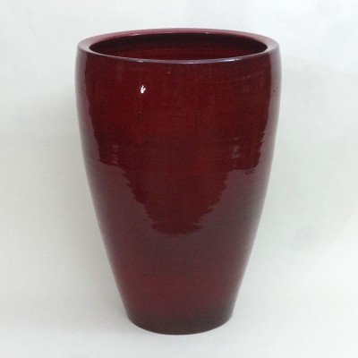 Vaso alto cónico de cerâmica vermelha brilhante