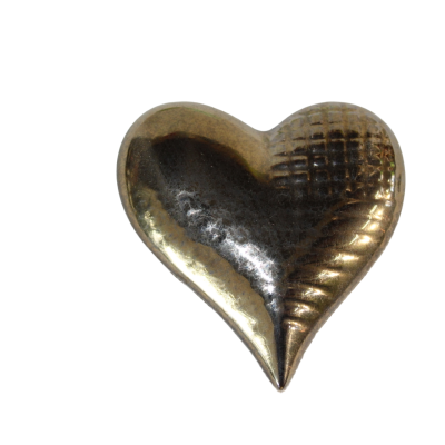 Coração metálico dourado decorativo com textura e brilho