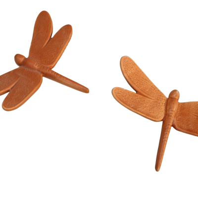 Figuras decorativas de libélulas castanhas com textura