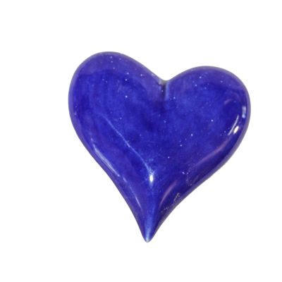 Coração decorativo azul em cerâmica vidrada