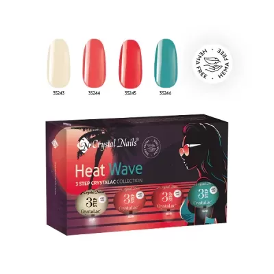 Conjunto de vernizes Crystal Nails Heat Wave com quatro cores e selo HEMA FREE