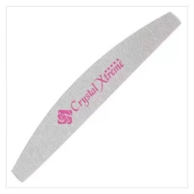 Lima para unhas curva cinza com texto rosa Crystal Xtreme