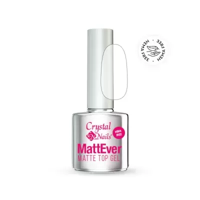 Frasco de verniz de unhas Crystal Nails MattEver Matte Top Gel com tampa branca