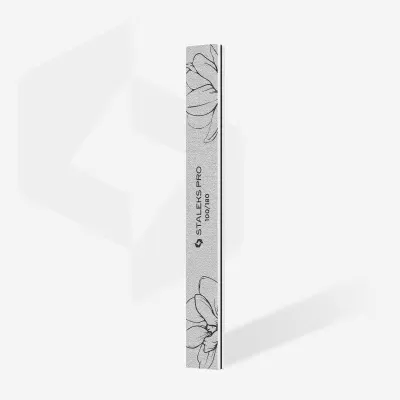 Lima de unha retangular com padrão de flores e texto STALEX PRO 100/180