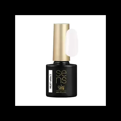 Frasco de verniz gel unhas Sens Milky White 2 branco com tampa dourada