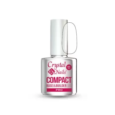 Frasco de gel para unhas Crystal Nails Compact Base & Builder Gel Pro com tampa branca