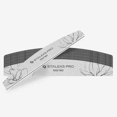 Lixas de unhas STALEKS PRO 100/180 brancas com padrão floral preto e branco