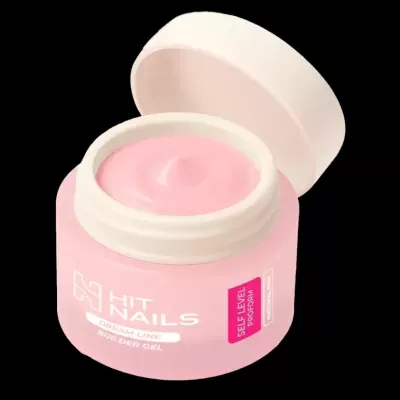 Frasco rosa fosco aberto com gel cor-de-rosa para unhas