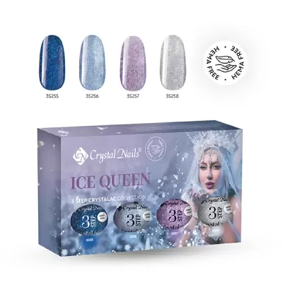 Conjunto de verniz de unhas Crystal Nails ICE QUEEN com quatro cores brilhantes e selo HEMA FREE