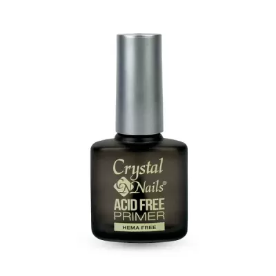 Frasco de verniz Crystal Nails Acid Free Primer com tampa prateada
