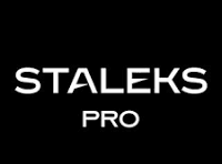 Texto branco STALEKS PRO em fundo preto