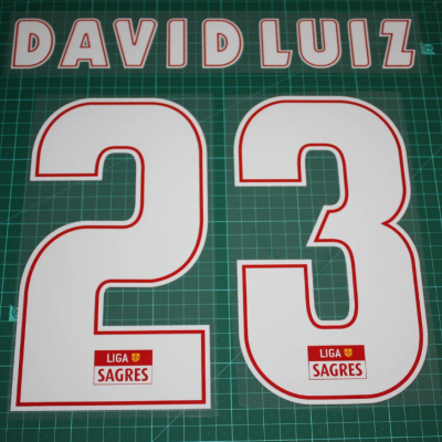 Autocolantes para camisola de futebol com nome DAVID LUIZ e número 23 com logótipo LIGA SAGRES