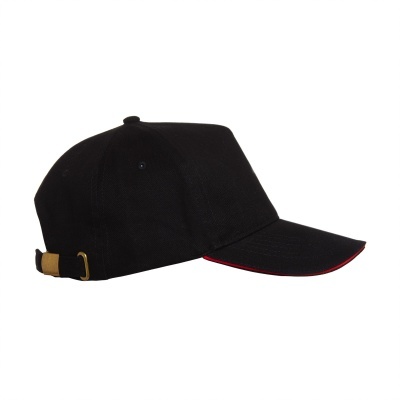 Boné preto com pala curva e fecho ajustável em tecido bege