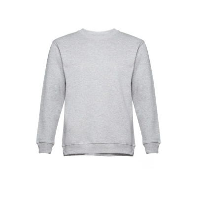 Sweatshirt cinza claro de manga comprida com gola redonda