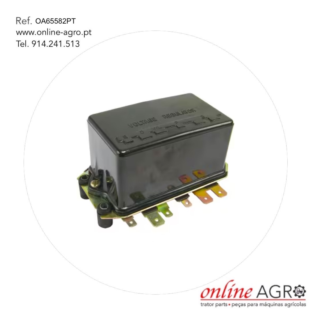REGULADOR DE TENSÃO, #OA65582PT Regulador de voltagem preto com terminais metálicos coloridos e texto VOLTAGE REGULATOR