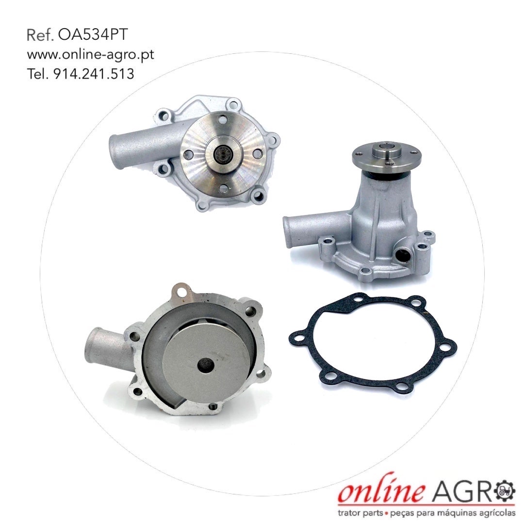 BOMBA DE ÁGUA, ISEKI, #OA534PT Peças metálicas industriais e junta preta com texto e logotipo online AGRO