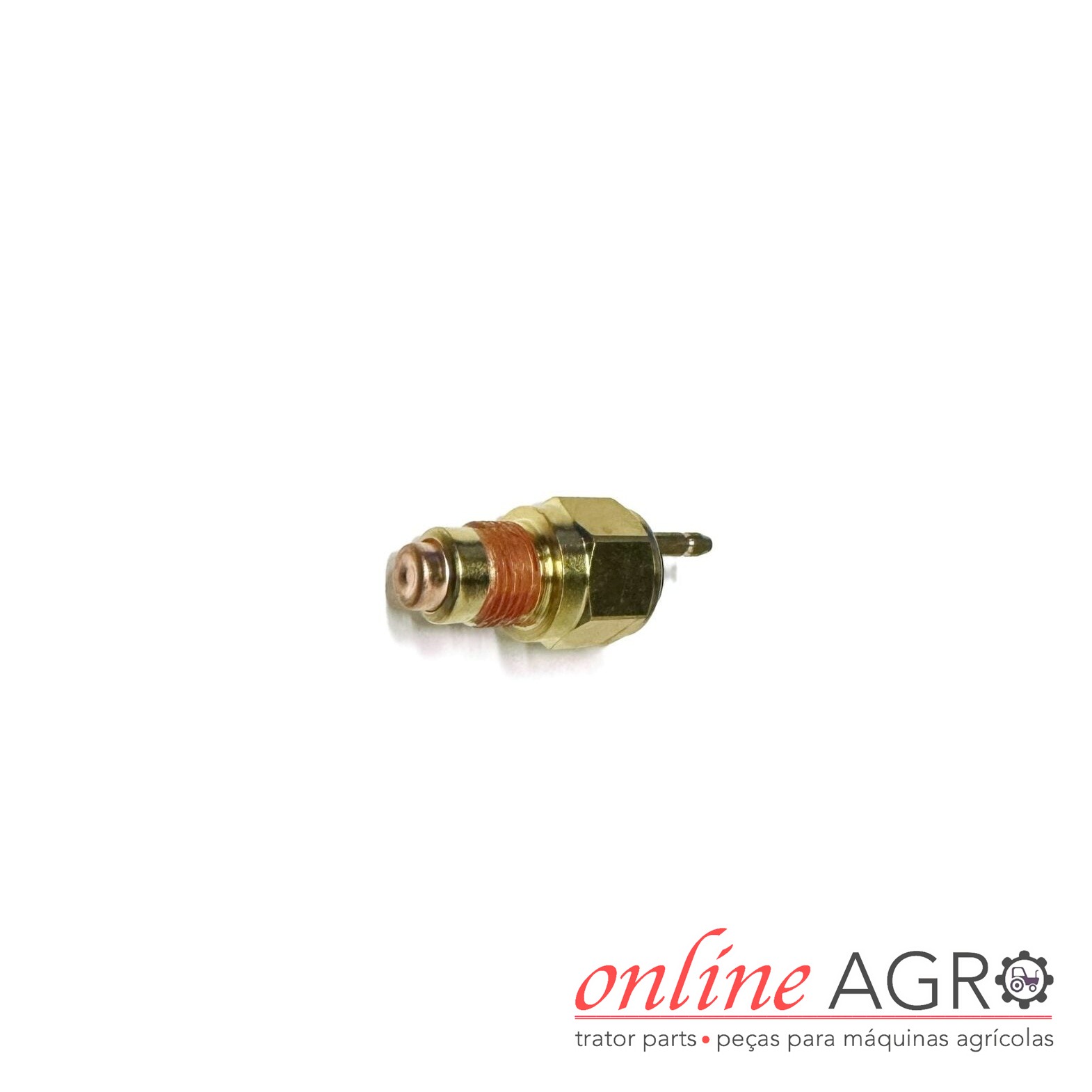 Interruptor de temperatura, Yanmar, OAS910019PT Conector metálico com rosca e isolamento de cobre em fundo branco com texto online AGR