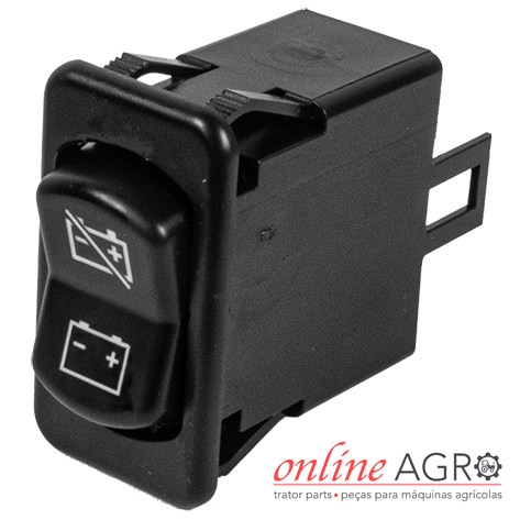 Interruptor de corte de bateria, OAC37243PT Interruptor elétrico preto com símbolos de bateria e logótipo online AGRO