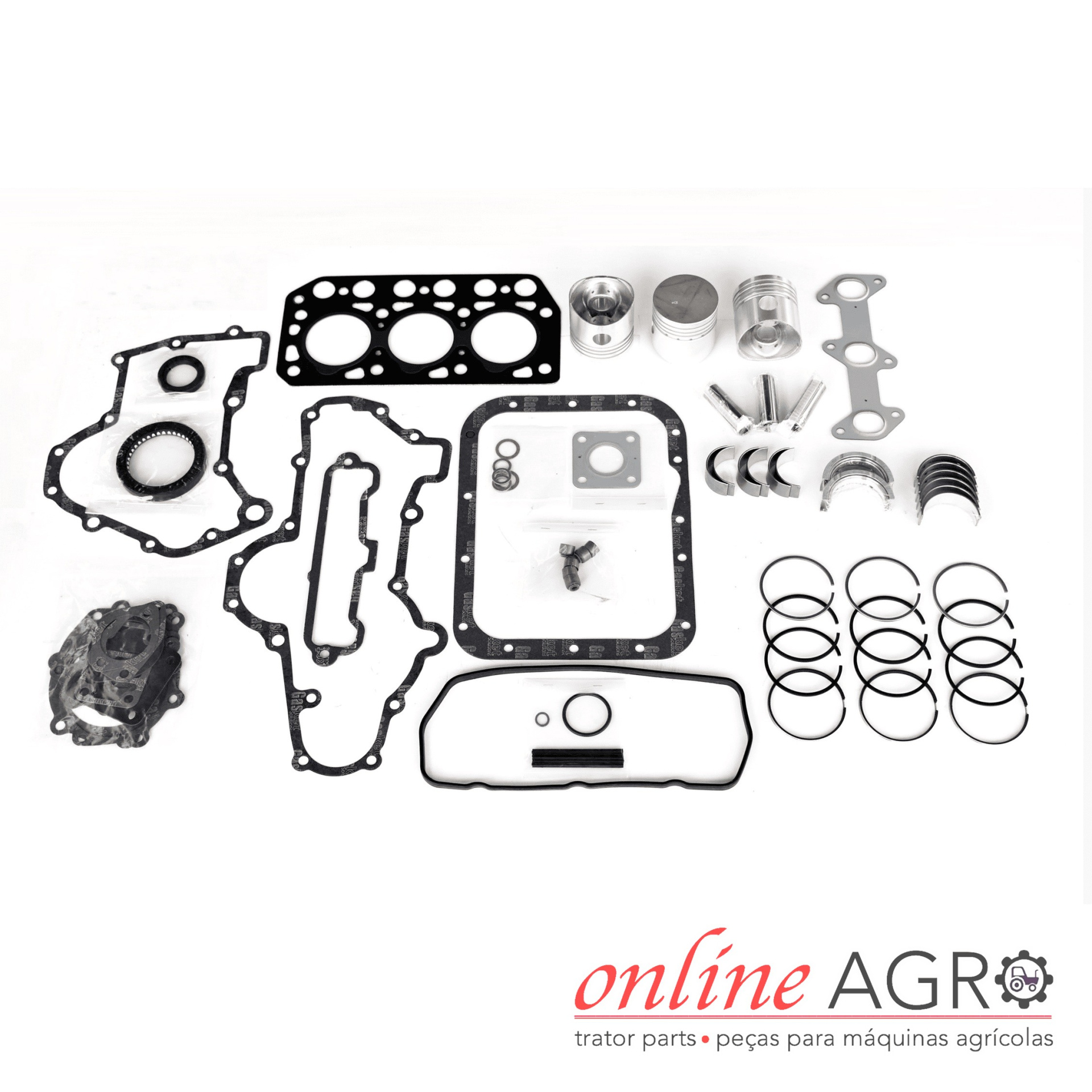Kit de revisão de motor, Mitsubishi, OAS85009PT Peças de motor para máquinas agrícolas sobre fundo branco com logótipo online AGR
