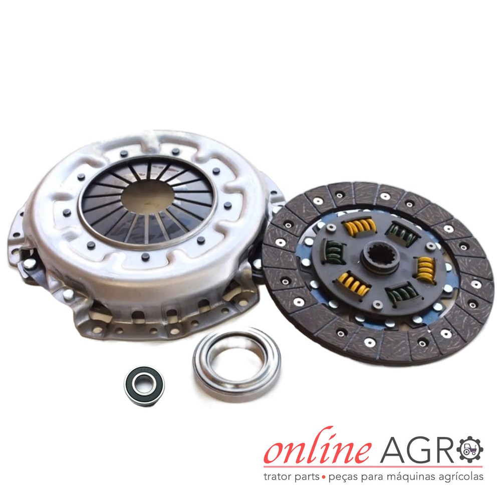 Kit de embraiagem, Iseki, OA999998PT Conjunto de embraiagem metálico com disco preto e rolamentos em fundo branco