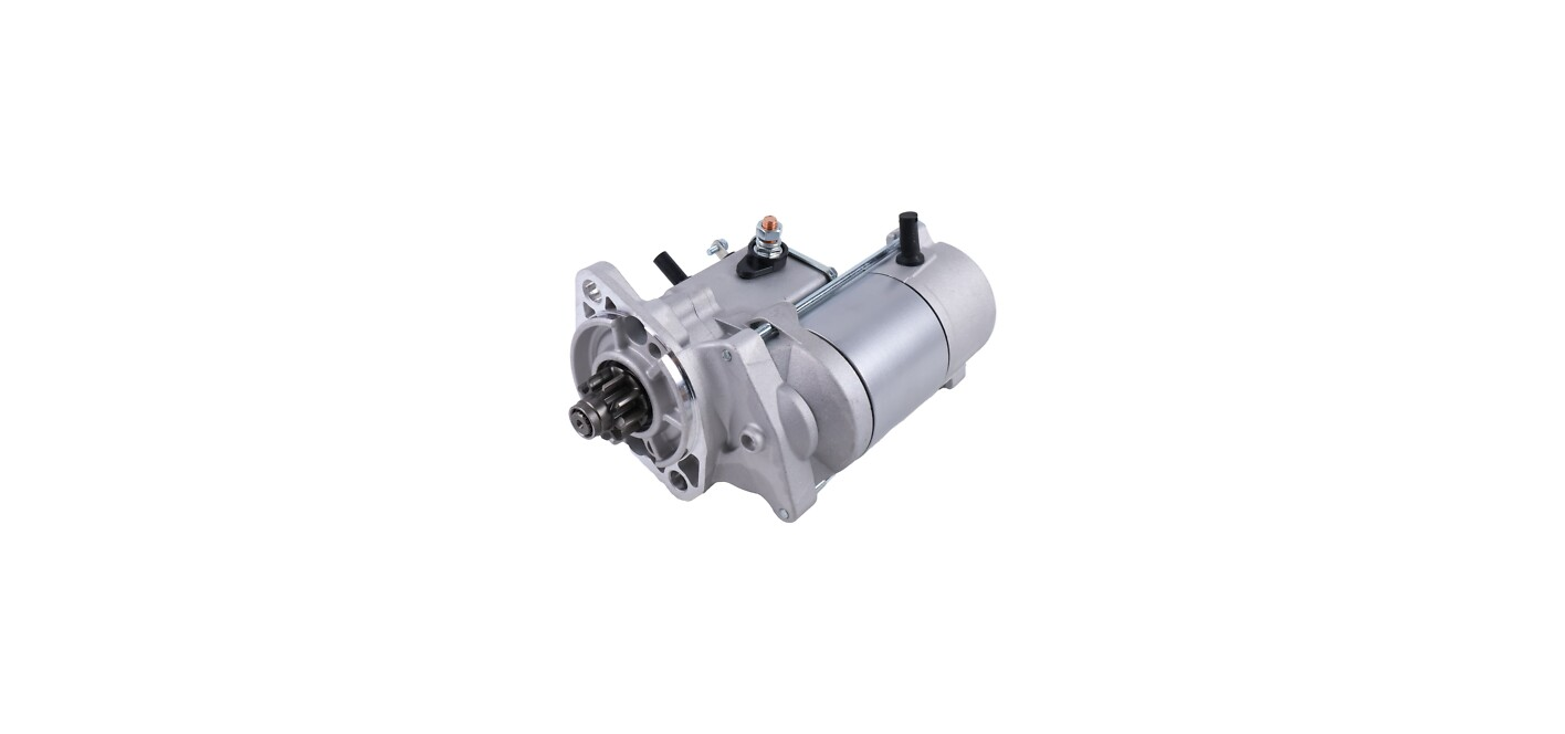 MOTOR DE ARRANQUE, KUBOTA, #OA111197PT Motor de arranque automóvel metálico em fundo branco