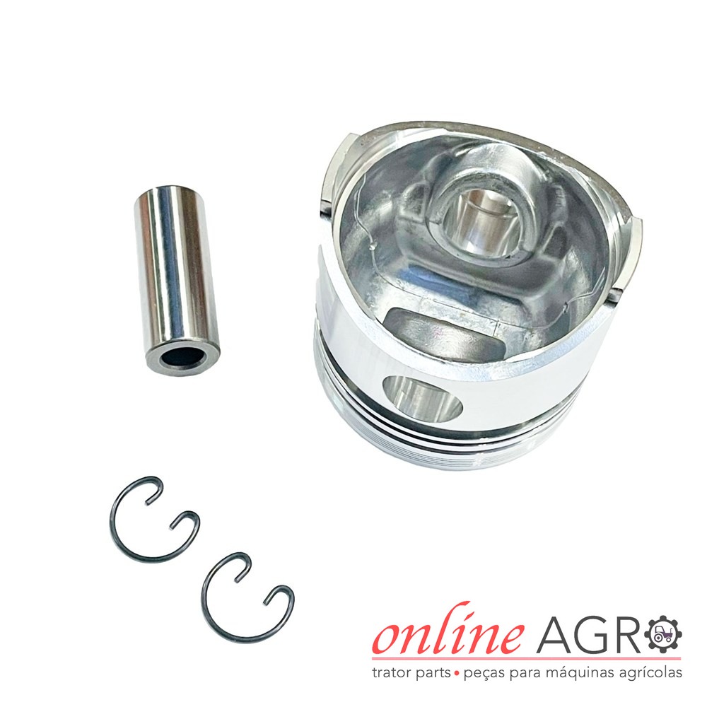Pistão, Kubota, OA8000116PT Conjunto de pistão metálico com anéis e pino cilíndrico para máquina agrícola