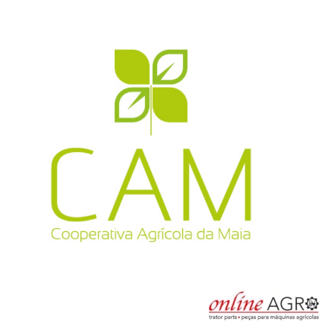 Logótipo CAM com folhas verdes e texto Cooperativa Agrícola da Maia e online AGRO