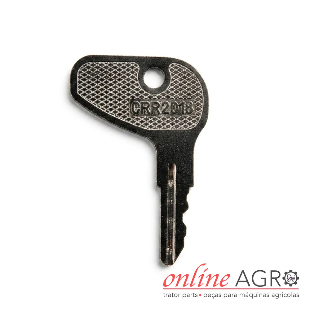 Chave de ignição, Kubota, OA60910001PT Chave preta metálica com padrão texturizado e inscrição CRR2018