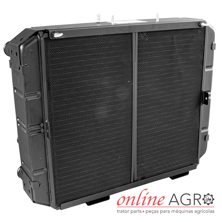 Radiador, Landini, OAC13465PT Radiador metálico preto para máquinas agrícolas com grelha dupla