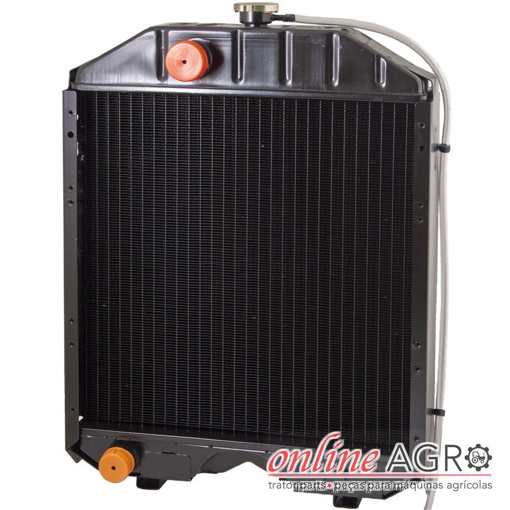 Radiador de cobre, Landini, OAC12787PT Radiador metálico preto com válvulas e tubo branco