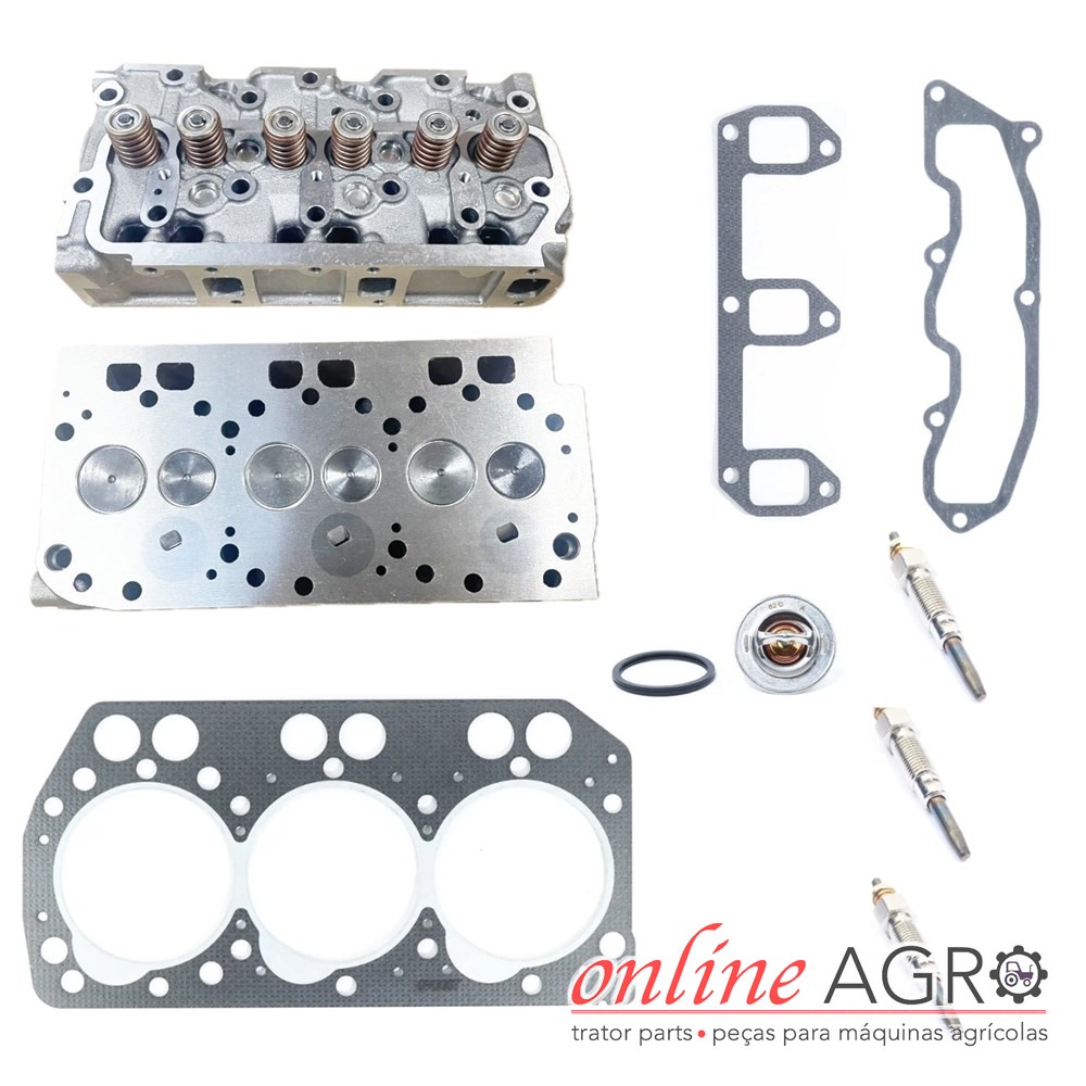 Kit de cabeça de motor completa, Iseki, OAS990020PT Peças metálicas e de borracha para motor de trator sobre fundo branco