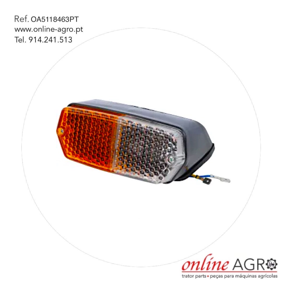 FAROLIM ESQUERDO, #OA5118463PT Luz traseira laranja e transparente para máquinas agrícolas com cabos e texto de referência