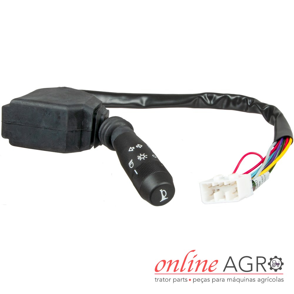 Comutador de coluna de direção, OAC37026PT Comutador de luz preto para maquinaria agrícola com cabo e conector branco