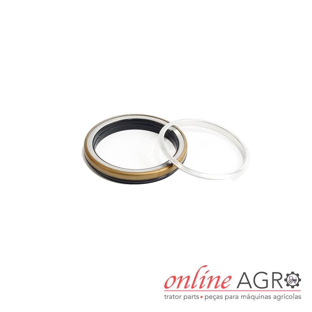 Retentor de eixo dianteiro 80x100x14,5, Kubota, OA96016PT Conjunto de anéis de vedação metálicos e de borracha sobre fundo branco com texto online AGRO