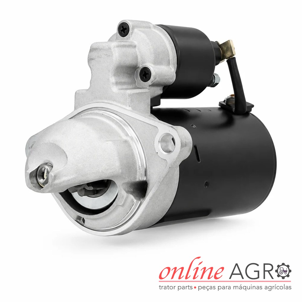 Motor de arranque 12 V 2,0 kW, Perkins, OAS129072PT Motor de arranque metálico e preto com logotipo online AGRO