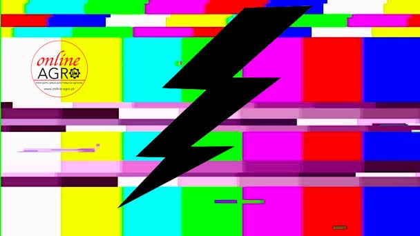 Barras coloridas verticais com raio preto e logotipo online AGRO