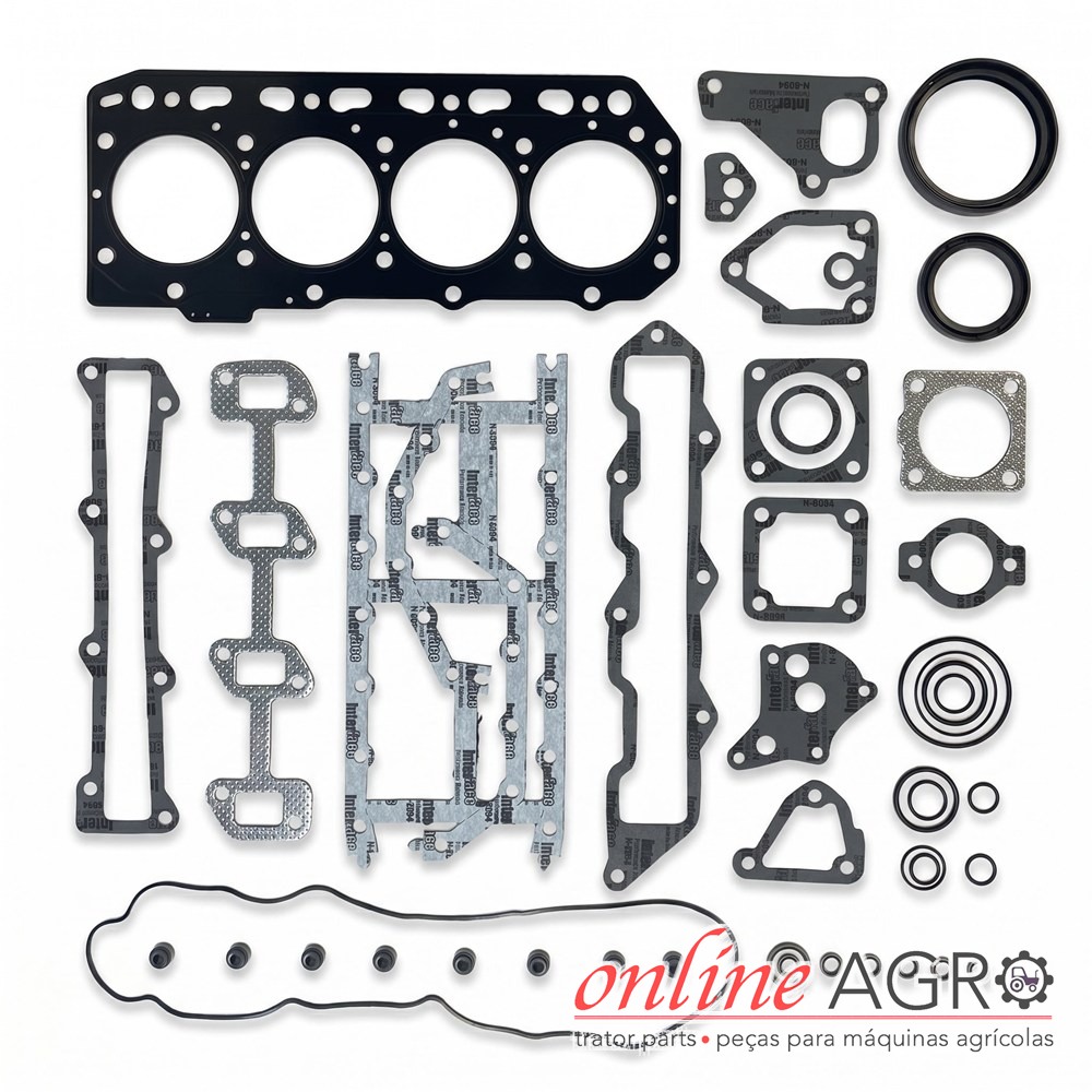 Jogo de juntas de motor, Yanmar, OAS80092PT Conjunto de juntas e anéis para motor, várias formas e tamanhos, fundo branco, texto online AGRO