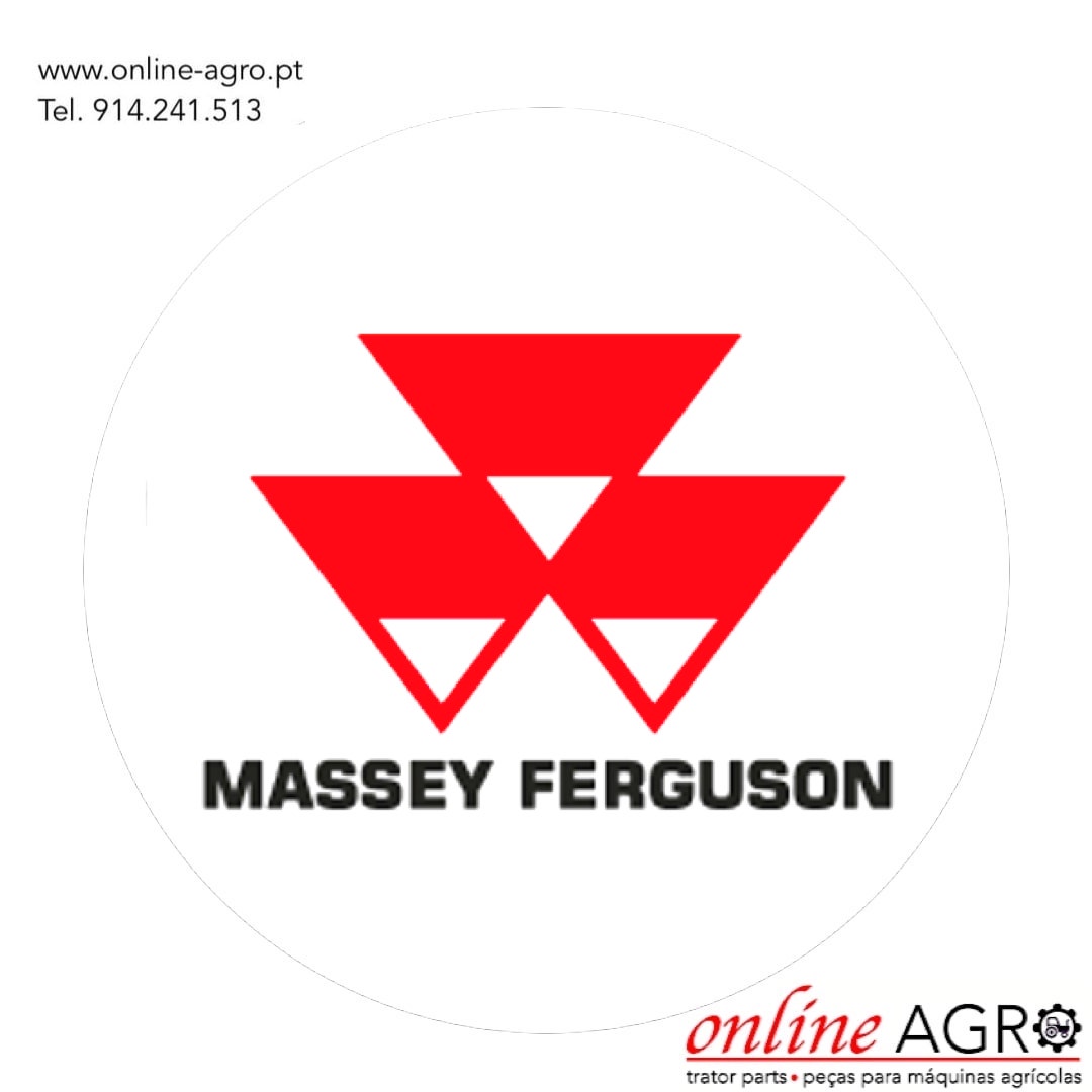 PEÇAS TRATOR MASSEY FERGUSON Adesivo redondo branco com logotipo vermelho da Massey Ferguson e texto preto